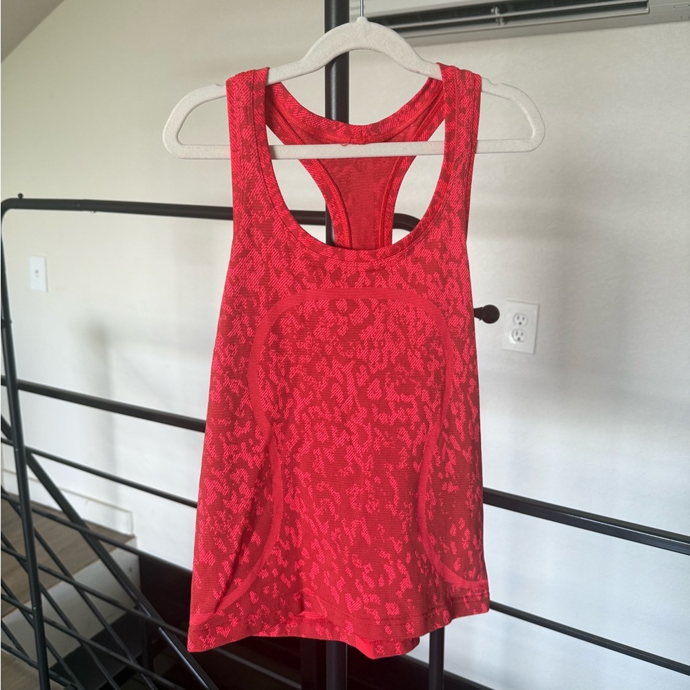 Lululemon Women’s Swiftly Tech Racerback Tank Top Camo Red Rock/Flare - cheetah